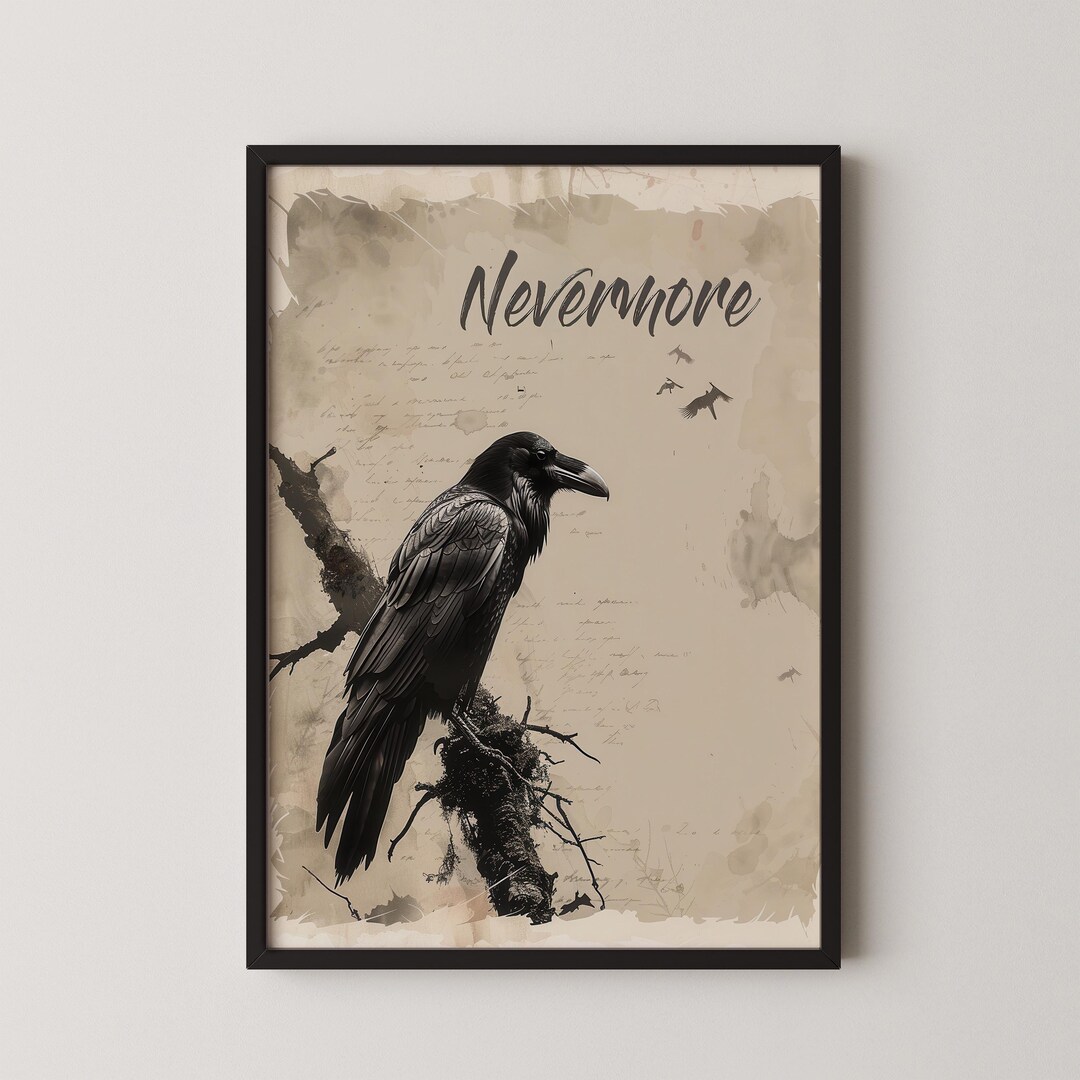 Edgar Allan Poe Nevermore Raven Digital Print Gothic Literary Art ...