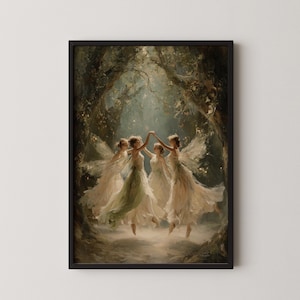 Enchanted Forest Fairy Art Print: Ethereal Woodland Nymphs (Digital Download JPEGs 300 DPI)