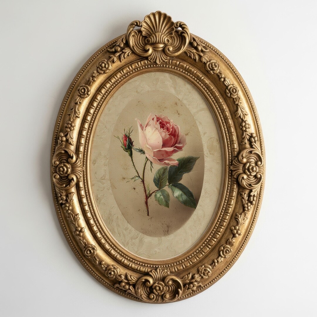 Vintage Pink Rose Botanical Art Print Victorian Floral Wall Decor ...