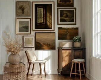 Vintage Neutral Gallery Wall Art Set of 9 (Digital Download)
