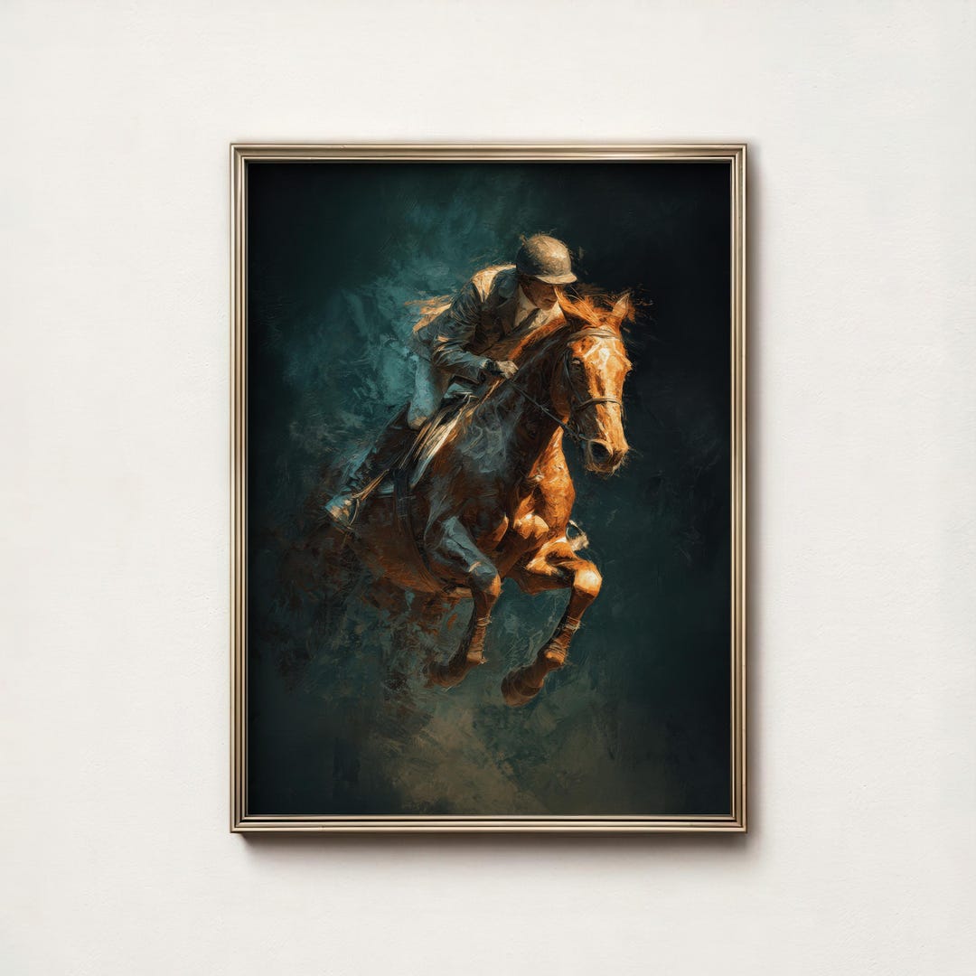 Equestrian Oil Painting Print, Vintage Horse Wall Art, Moody Dark ...