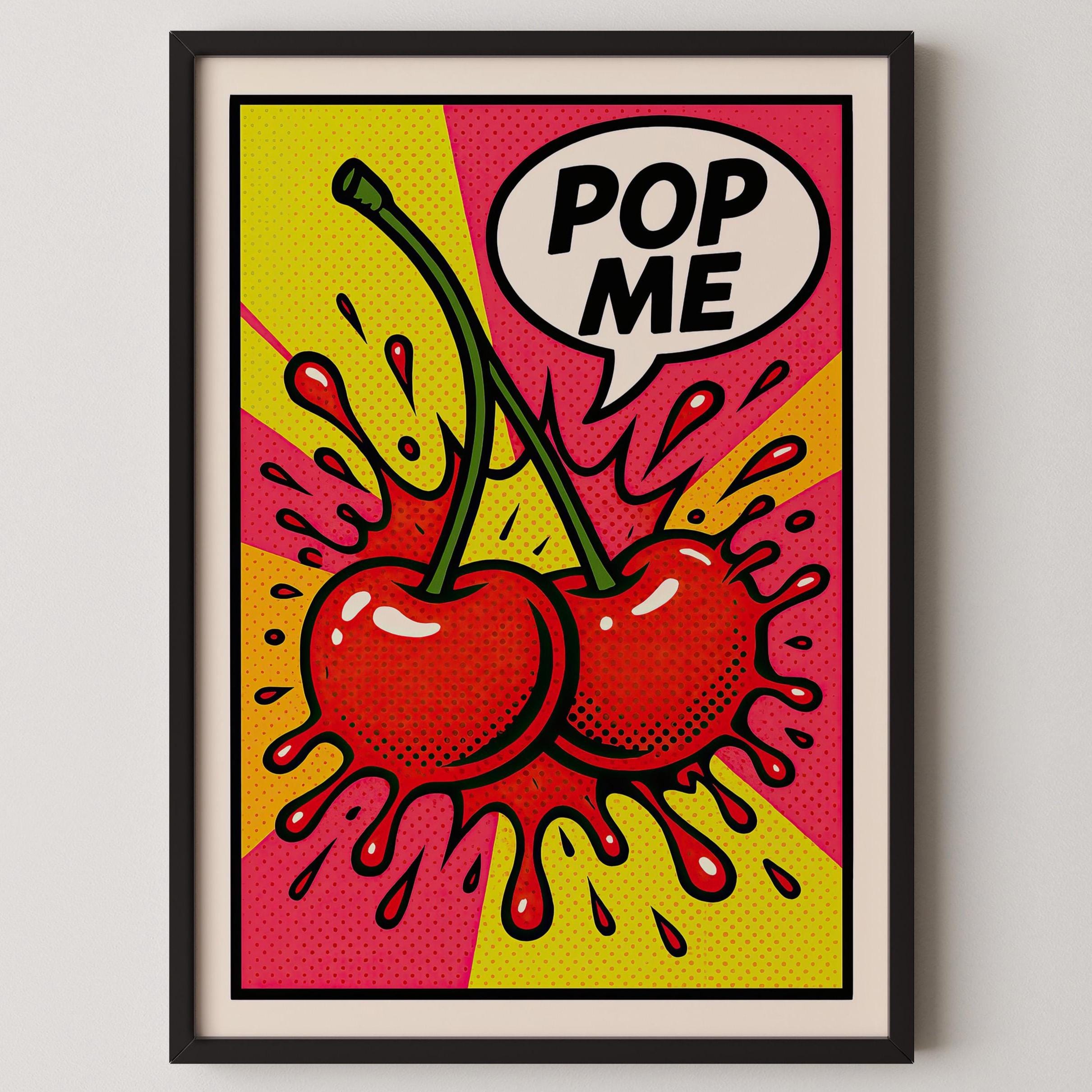 Pop Art Cherry Poster: Retro Comic Book Style Print (digital