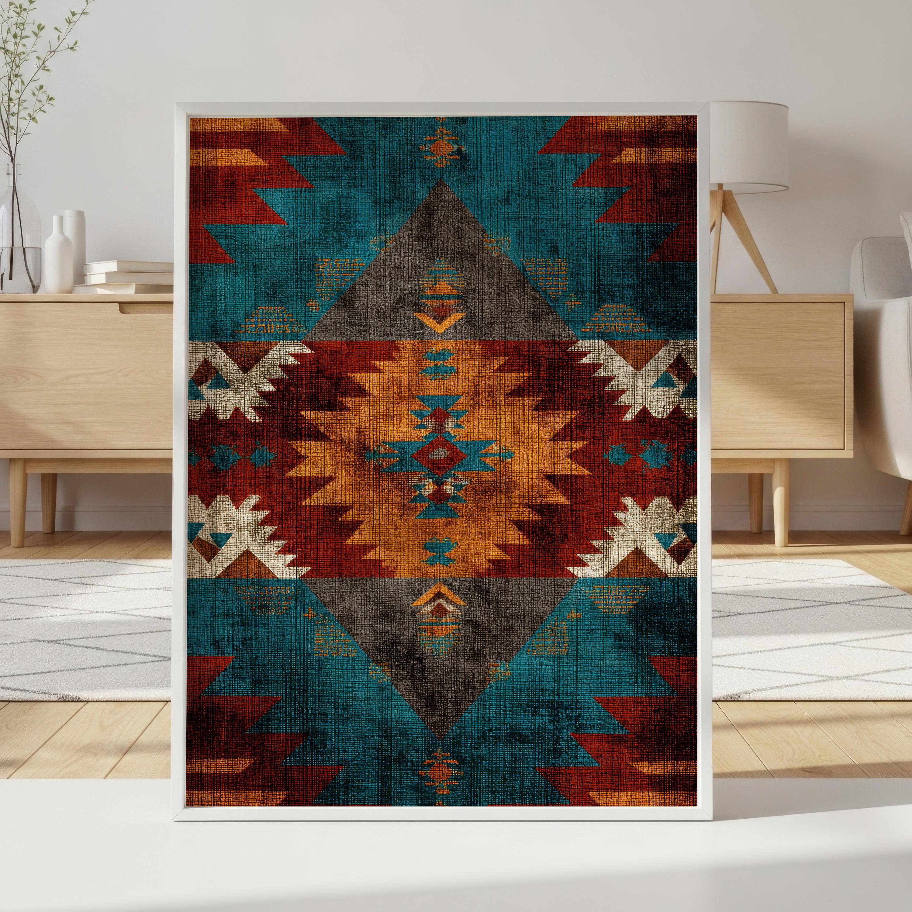 Southwestern Wall Art Print Aztec Tribal Poster Rustic Western