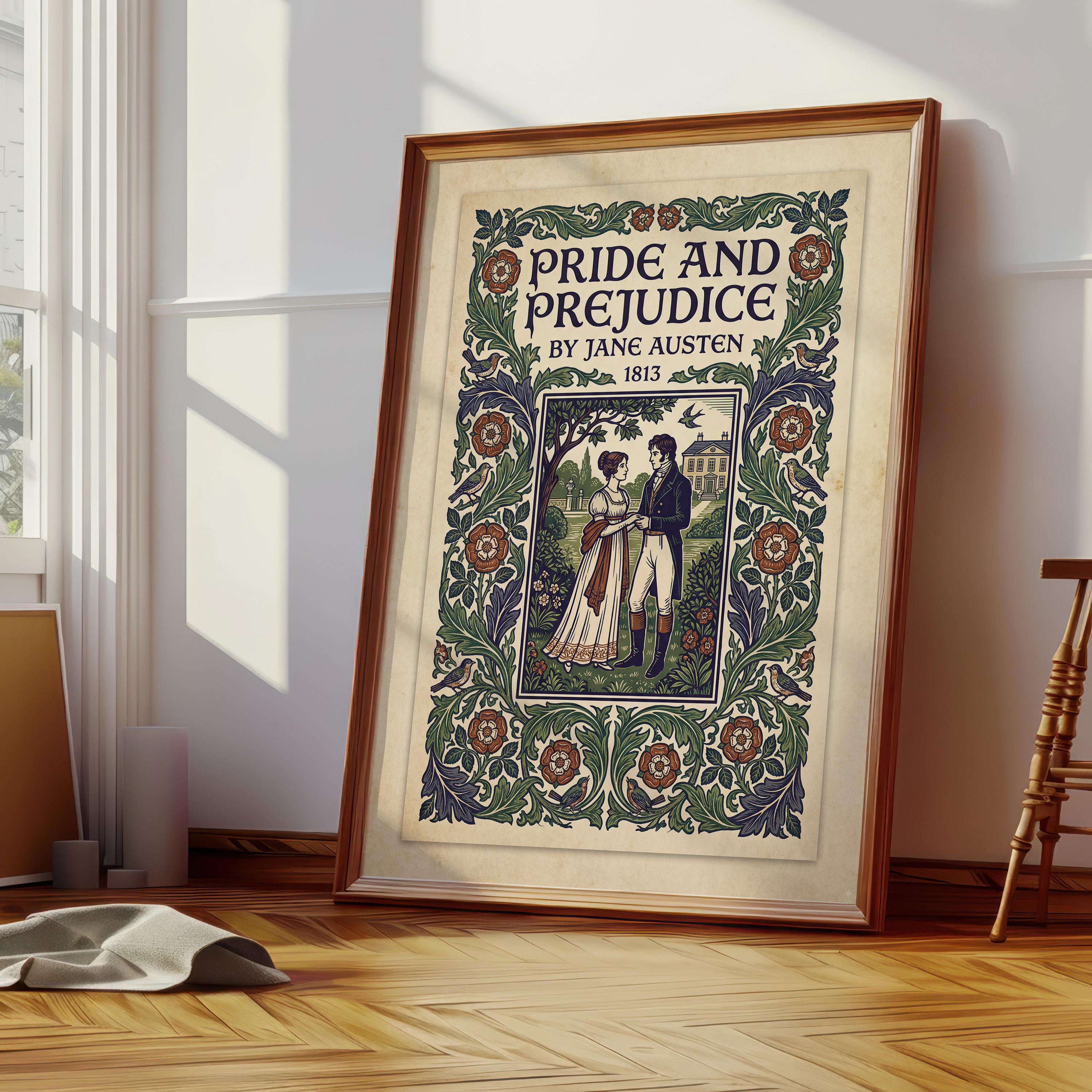 Pride and Prejudice Vintage Book Cover Print Jane Austen Wall Art