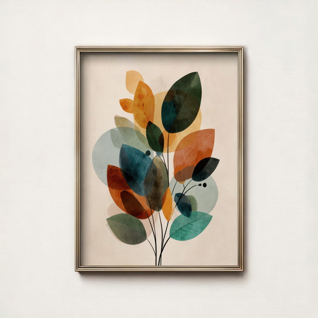 Modern Botanical Print Abstract Leaf Wall Art Boho Digital Download ...