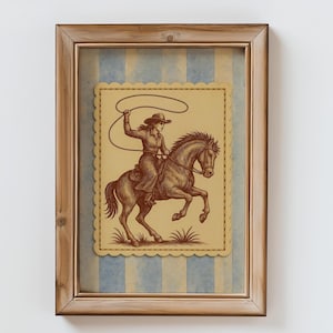 Vintage Rodeo Print: Striped Cowgirl Western Wall Art (Digital Download