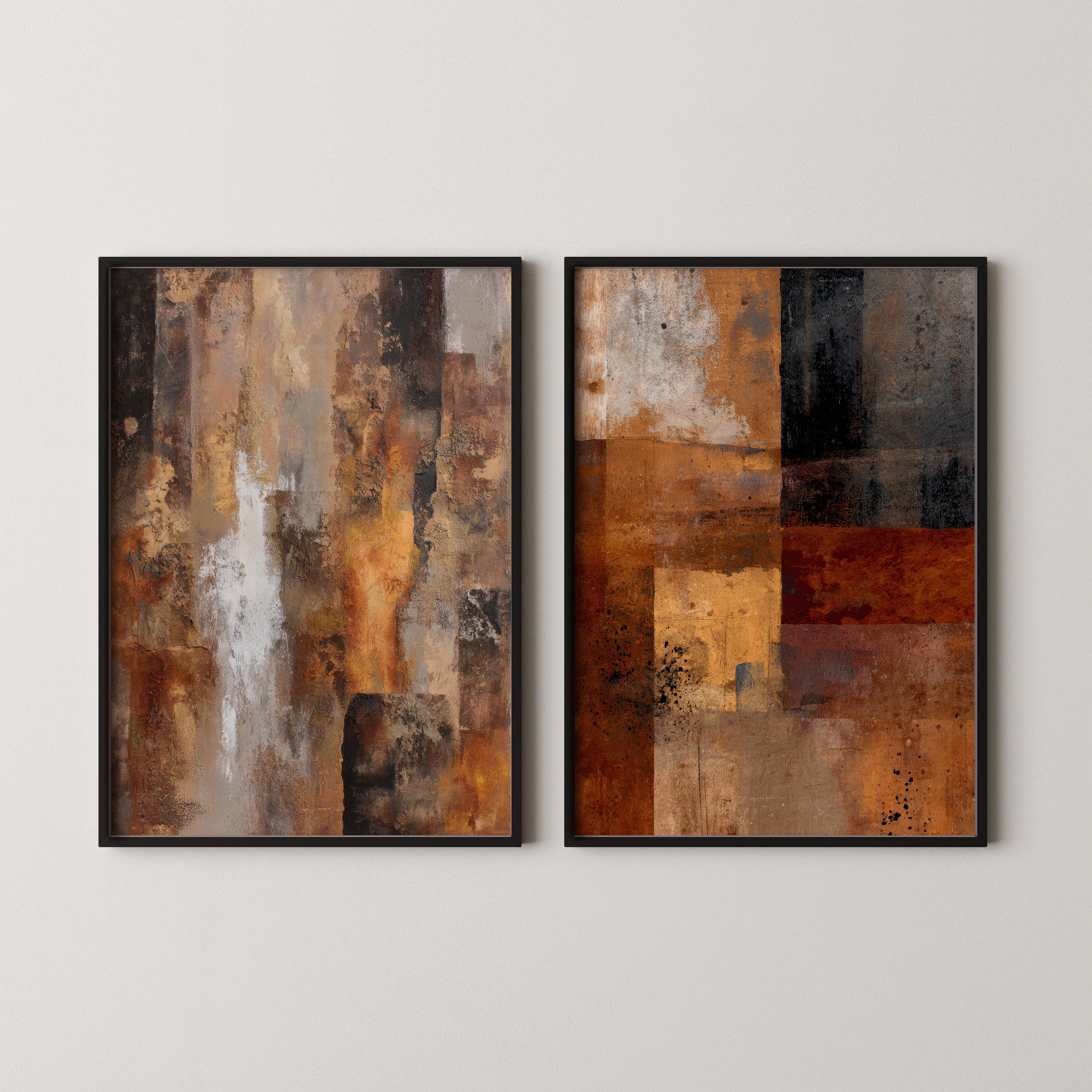 Abstract Art Print Set of 2 With Earthy Tones and Mocha Shades - Etsy