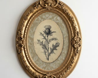 Vintage Thistle Botanical Print Sepia Cottagecore Digital Art (Digital Download)