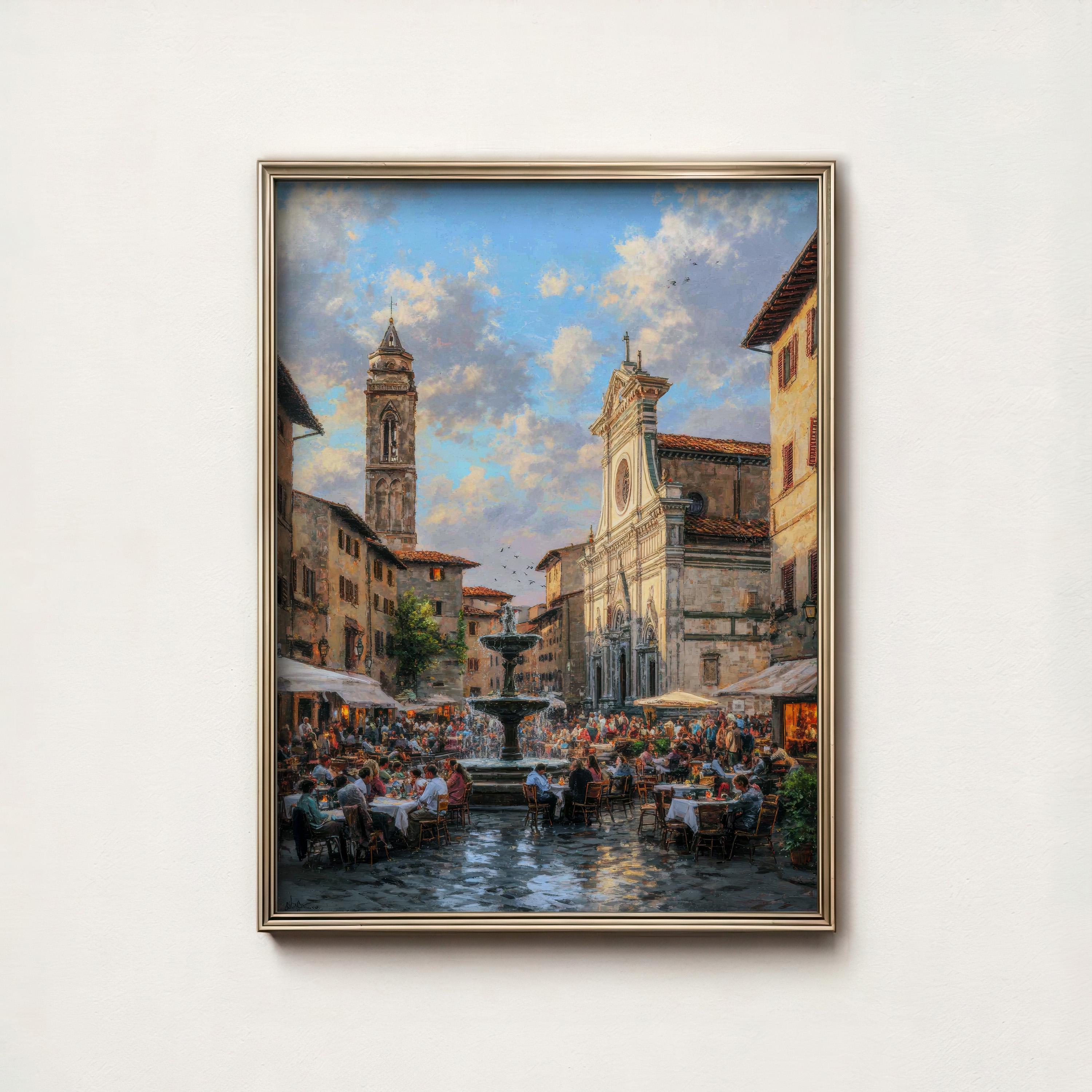 Santo Spirito Italy Oil Painting Florence Wall Art Italian Square