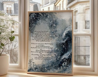 Stampa di Annabel Lee di Edgar Allan Poe, arte gotica dark academia da parete, decorazione con poesia letteraria, download digitale