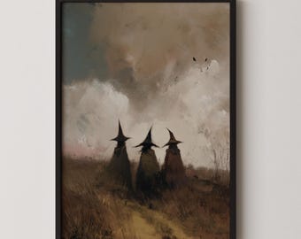 Mystic Witches Print: Gothic Cottagecore Halloween Decor (Digital Download)
