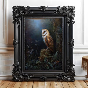 Barn Owl Art Print: Dark Academia Cottagecore Decor (Digital Download A0/24x36&quot;)
