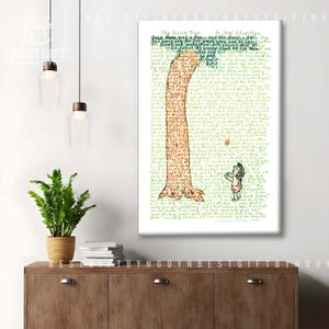 Impression sur toile The Giving Tree – oeuvre d'art de Shel Silverstein, décoration murale littéraire fantaisiste, illustration réconfortante de livre de contes