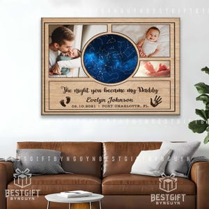 Mappa stellare da parete personalizzata per papà – Regalo fotografico personalizzato da bambino – "La notte in cui sei diventato mio padre" – Regalo per neo-papà, ricordo di nascita