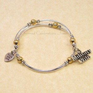 Military Wife Wrap Bracelet Handmade Themed Charm Bracelet Jewelry Gift