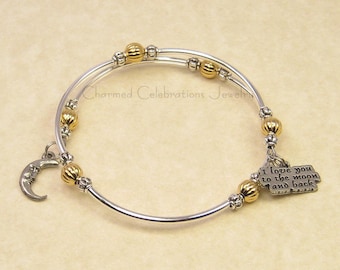 I Love You to the Moon and Back Wrap Bracelet Handmade Themed Charm Bracelet Jewelry Gift