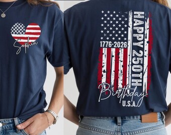 Comfort Colors® Custom USA 250th Birthday Shirt, Personalized 1776-2026 Independence Day Tee, Fourth of July Family Tshirt, America 250 Tees