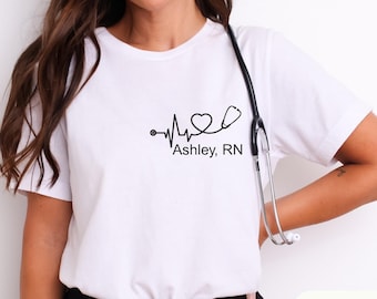 Personalized Name Registered Nurse Shirt, Custom Nurse Tshirt, RN Tee, RN Grad T-shirt, Nursing Student Gift, Nurse Gift, New Nurse Outfit