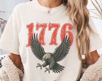 Retro 1776 Bald Eagle 250th Anniversary Shirt, American 4th of July T-shirt, USA Independence Day Boxy Tee, Patriotic Vintage Tank Top