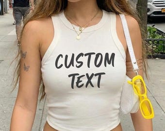 Custom Women Shirt, Personalized Text Tee, Custom Logo Racer Tank Top, Short Sleeve Baby Tee, Long Sleeve Tee, Custom Logo with Crop Style