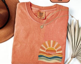 Vintage Sea Retro Ocean Sun Summer Shirt, Coastal Summer Tee, Beach Vacation Graphic Boxy Tee, Ocean Lover Gift Sunshine Tank Top