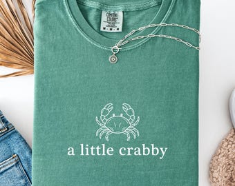 Comfort Colors® A little Crabby Shirt, Funny Beach Shirt, Crab Shirt, Summer Aesthetic T-shirt, Minimalist Beach Shirt, Coastal Shirt
