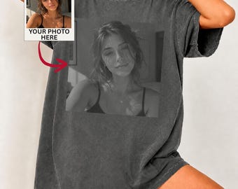 Comfort Colors® Custom Photo Shirt, Personalized Picture Tee, Girlfriend or Boyfriend Gift, Upload Your Own Image, Vintage Custom Photo Gift