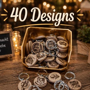 40 Schlüsselanhänger SVG | Laserdatei Bundle für Lasercutter | Holz Schlüsselanhänger Designs | LightBurn | DIY Download