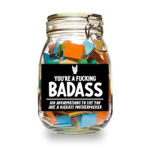 You're A F*ing Badass Jar || Mens Affirmation Gift || Printable Affirmation Jar || Read Me Jar || Gifts for Men Motivation Jar
