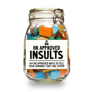 HR Approved Insults Jar || 100 HR Approved Ways To Say Your Coworkers Are Idiots || Funny Gift for Work || Coworker Gift