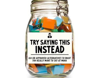 Choses à dire au travail Pot || 100 façons approuvées par les RH de dire ce que vous ressentez au travail || Cadeau amusant pour le travail || Cadeau collègue
