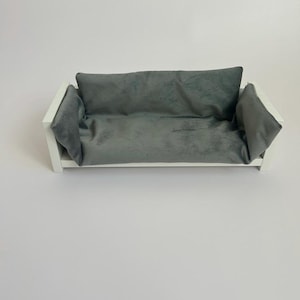Gray Modern 12 inches Doll Sofa, Dollhouse Miniature Sofa, Tiny Doll Couch, Handmade Doll Sofa, Doll House Miniature, Realistic Toys
