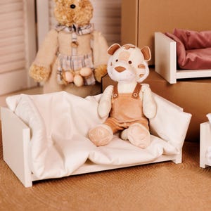 White Doll Sofa for 12 Inch Dolls | Miniature Doll Couch with Soft Cushion | Realistic  Doll Furniture | Washable & Durable | Tiny Sofa