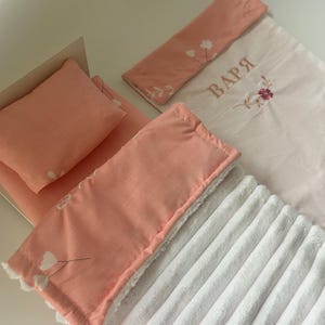 Baby Doll Bed Accessories, Plush Doll Blanket, Doll Bedding Set, Doll Furniture Set, Pretend Play Gift, Handmade Toy Gift, Unique Gift Idea