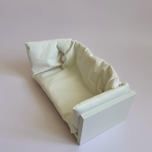 White Doll Sofa for 12Inch Dolls | Doll Couch for 30cm Dolls | Soft Upholstered Doll Furniture | Miniature Couch for Dolls | Washable Fabric