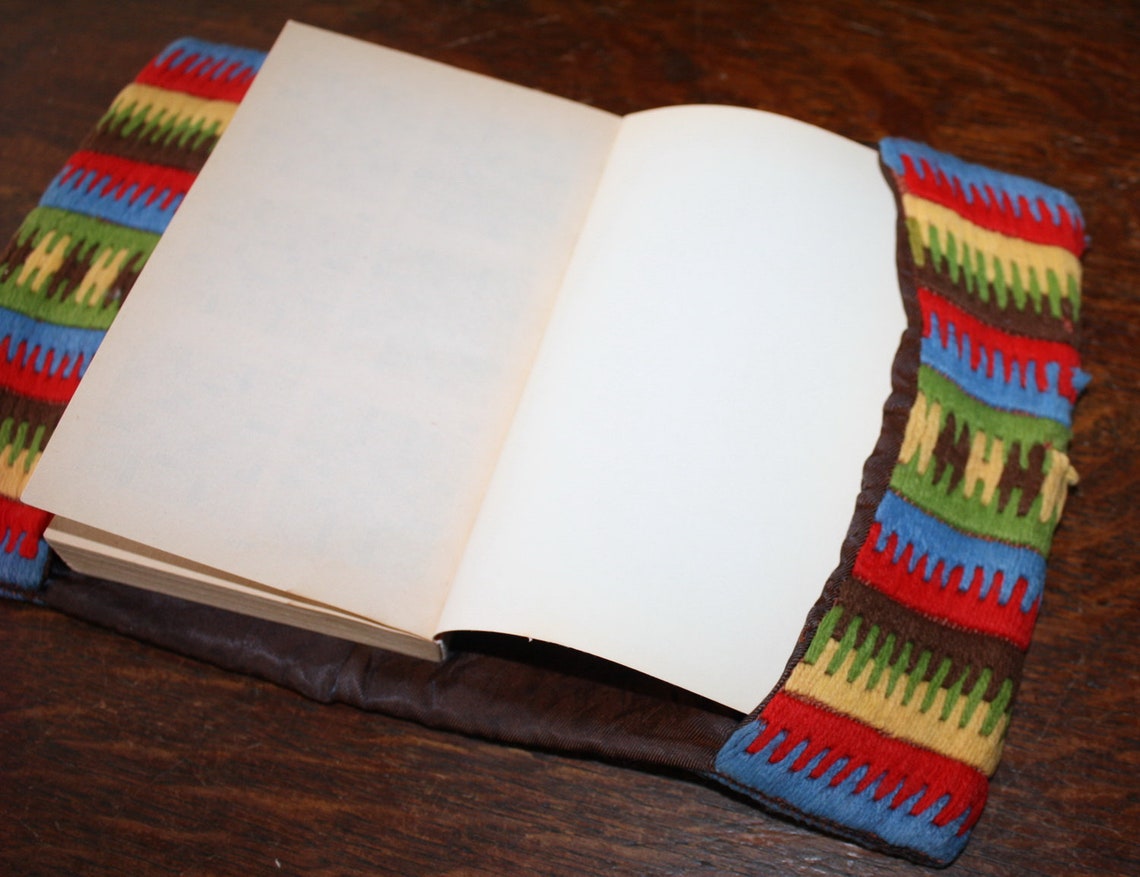 Vintage Wool Needlepoint Book Cover Bargello Stitch on Canvas Etsy
