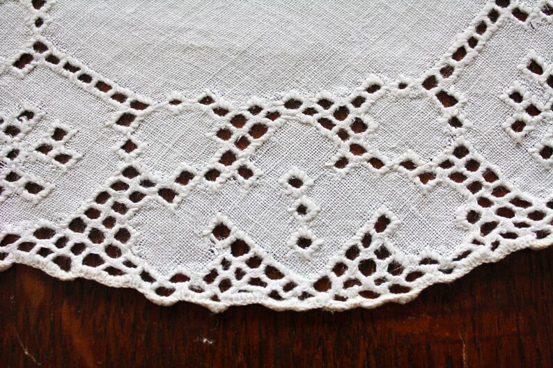Pair Linen Doilies Cutwork Embroidery Antique Handmade Etsy