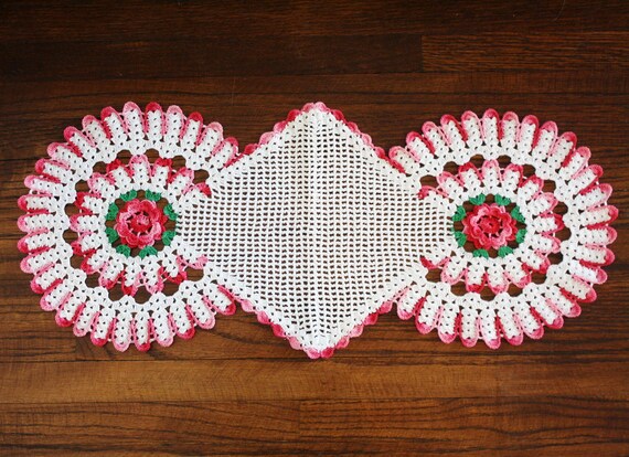 Crocheted Table Runner Or Dresser Scarf With Irish Crochet Etsy