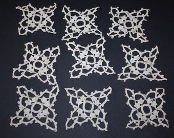 9 Pieces Vintage Crocheted Medallions Appliques Patches Snowflakes