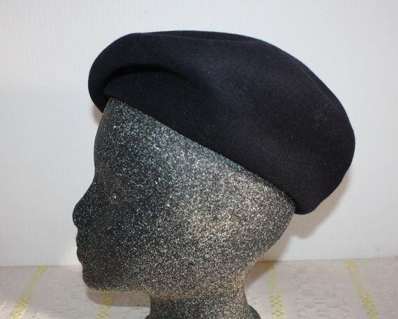 Vintage Fur Felt Hat Beret Dark Navy Blue Czechoslovakia | Etsy