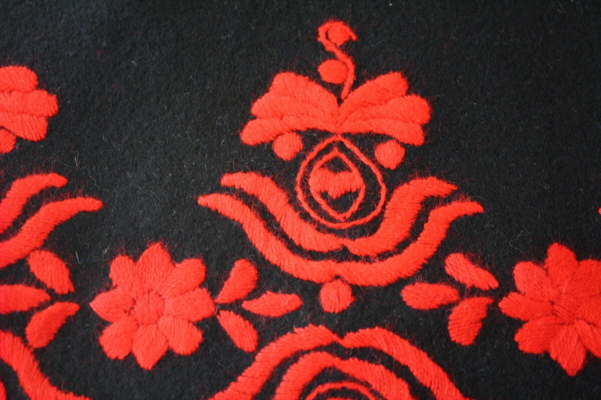 Hungarian Felt Matyo Embroidered Pillow Cover Folk Art Red Etsy