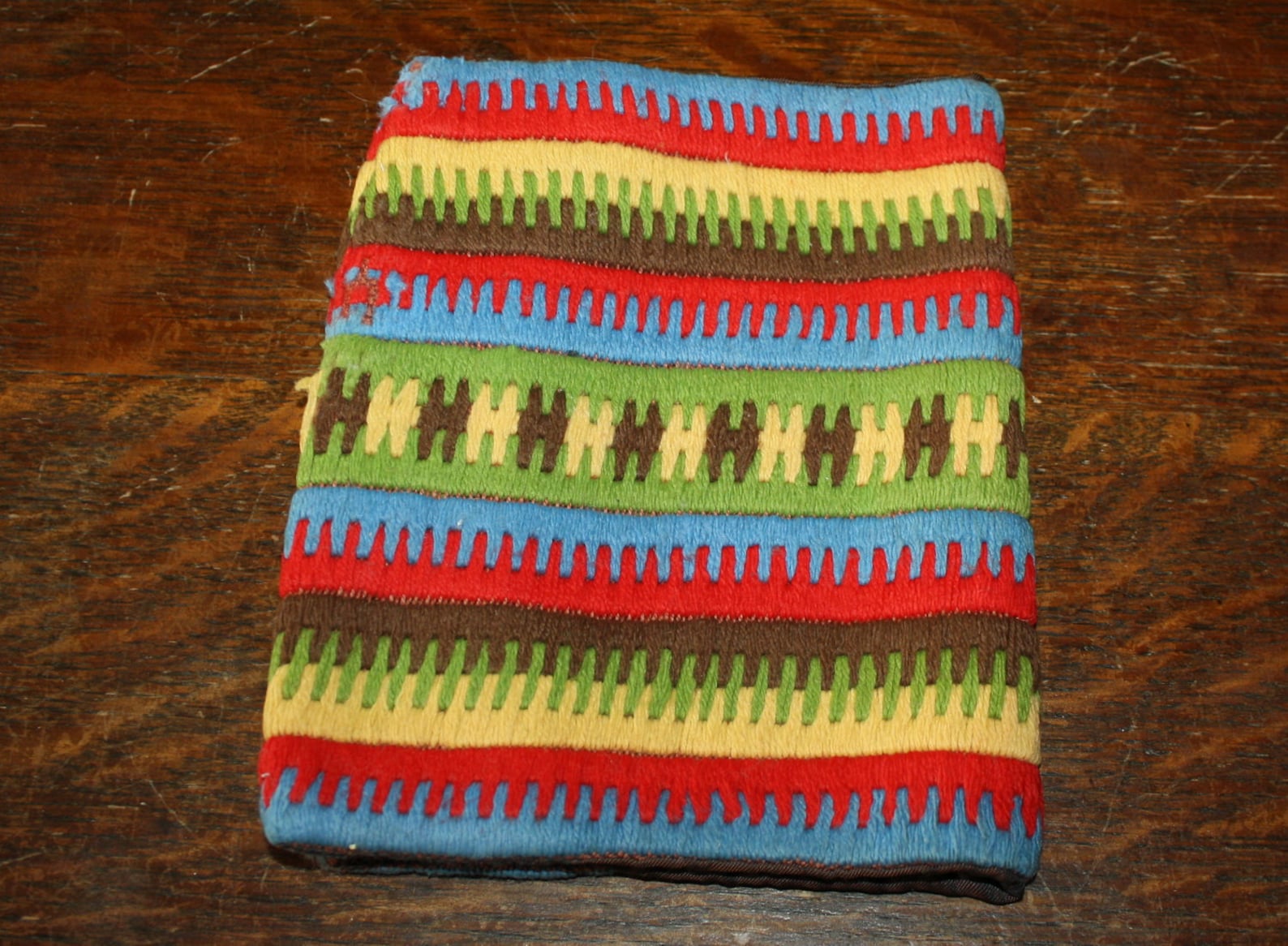 Vintage Wool Needlepoint Book Cover Bargello Stitch on Canvas Etsy