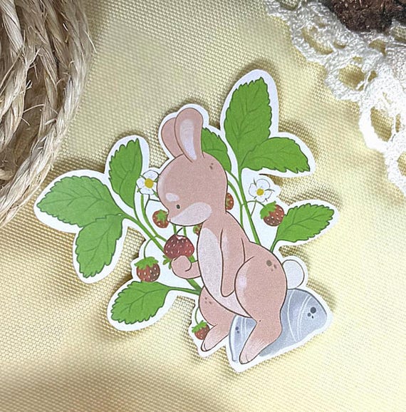 Naklejki, nalepki, sticker, stickers bunny wild straw berry