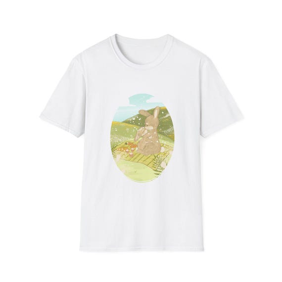 Whimsical Bunny Garden Unisex Softstyle T-Shirt - Perfect for Spring and Easter Celebrations