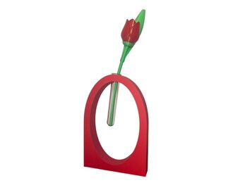 Rote Tulpenvase, 3D-gedruckt, minimalistische Blumenvase, romantische Geschenkidee, moderne Wohndekoration, einzigartiges Valentinstagsgeschenk, minimalistische Vase, Schreibtischdekoration