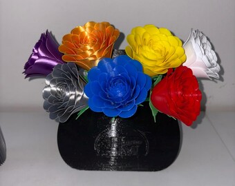 3D-gedrucktes Blumenarrangement in Vase – Dekorative Blumen – Wohndekoration – Schreibtischdekoration – Geschenk für Sie – Farbenfrohe Blumendekoration