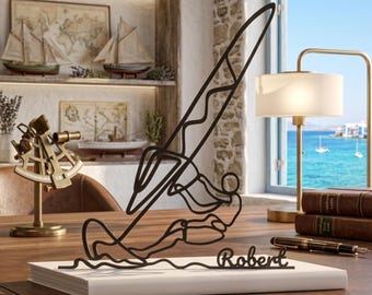 Figura de windsurfista personalizada - Escultura minimalista de windsurf