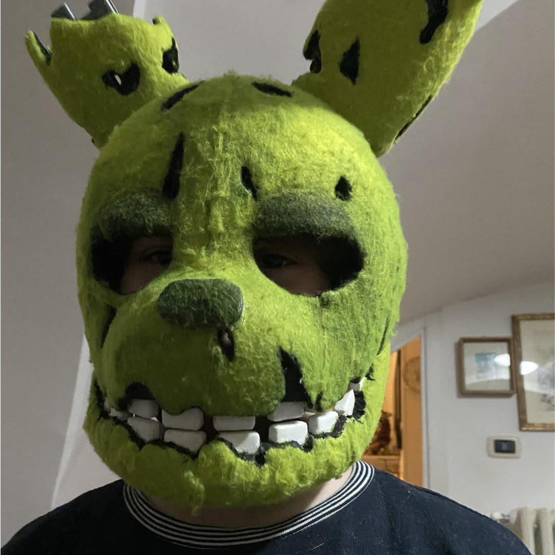 Springtrap Helmet FNAF Inspired Cosplay Helmet, 3D Printed & Hand Painted Horror Bunny ...