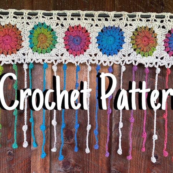 MOTIF AU CROCHET - RIDEAU au crochet, rideau de porte hippie en perles, modèle pdf, rideau de porte, déco hippie, déco bohème