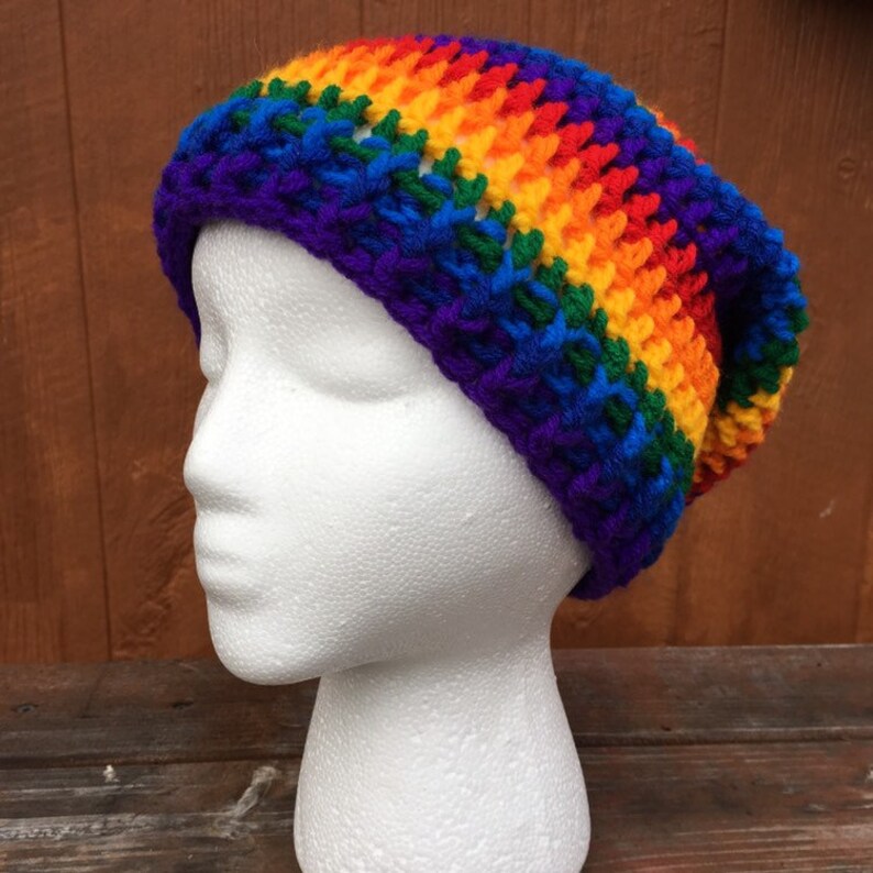 RAINBOW SLOUCHY BEANIE hippie slouchy beanie hippie hat | Etsy